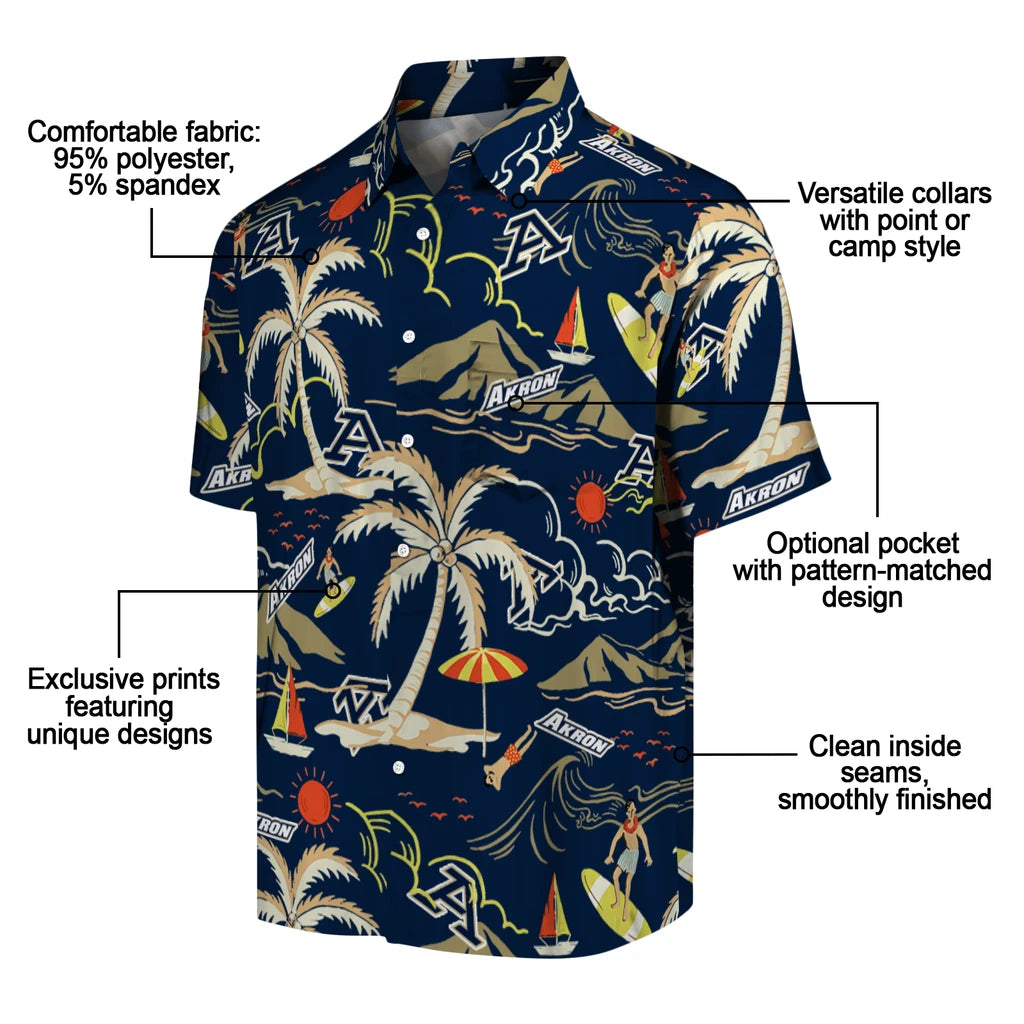 Akron Zips Hawaiian Shirt - Palm Tree Island | Moonbestprint