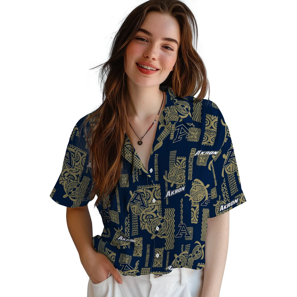 Akron Zips Hawaiian Shirt - Turtle Lines | Moonbestprint