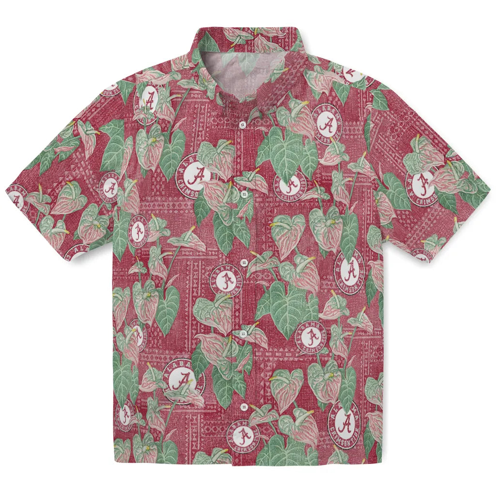 Alabama Crimson Tide Hawaiian Shirt - Anthurium Overlay | Moonbestprint