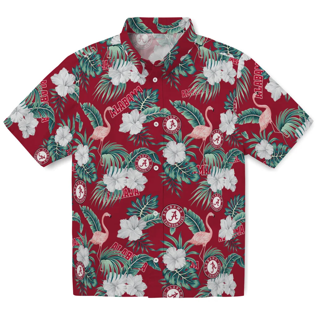 Alabama Crimson Tide Hawaiian Shirt - Flamingo and Hibiscus | Moonbestprint