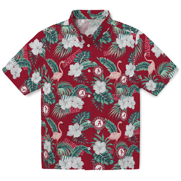 Alabama Crimson Tide Hawaiian Shirt - Flamingo and Hibiscus | Moonbestprint