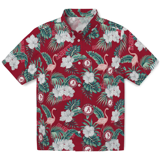Alabama Crimson Tide Hawaiian Shirt - Flamingo and Hibiscus | Moonbestprint