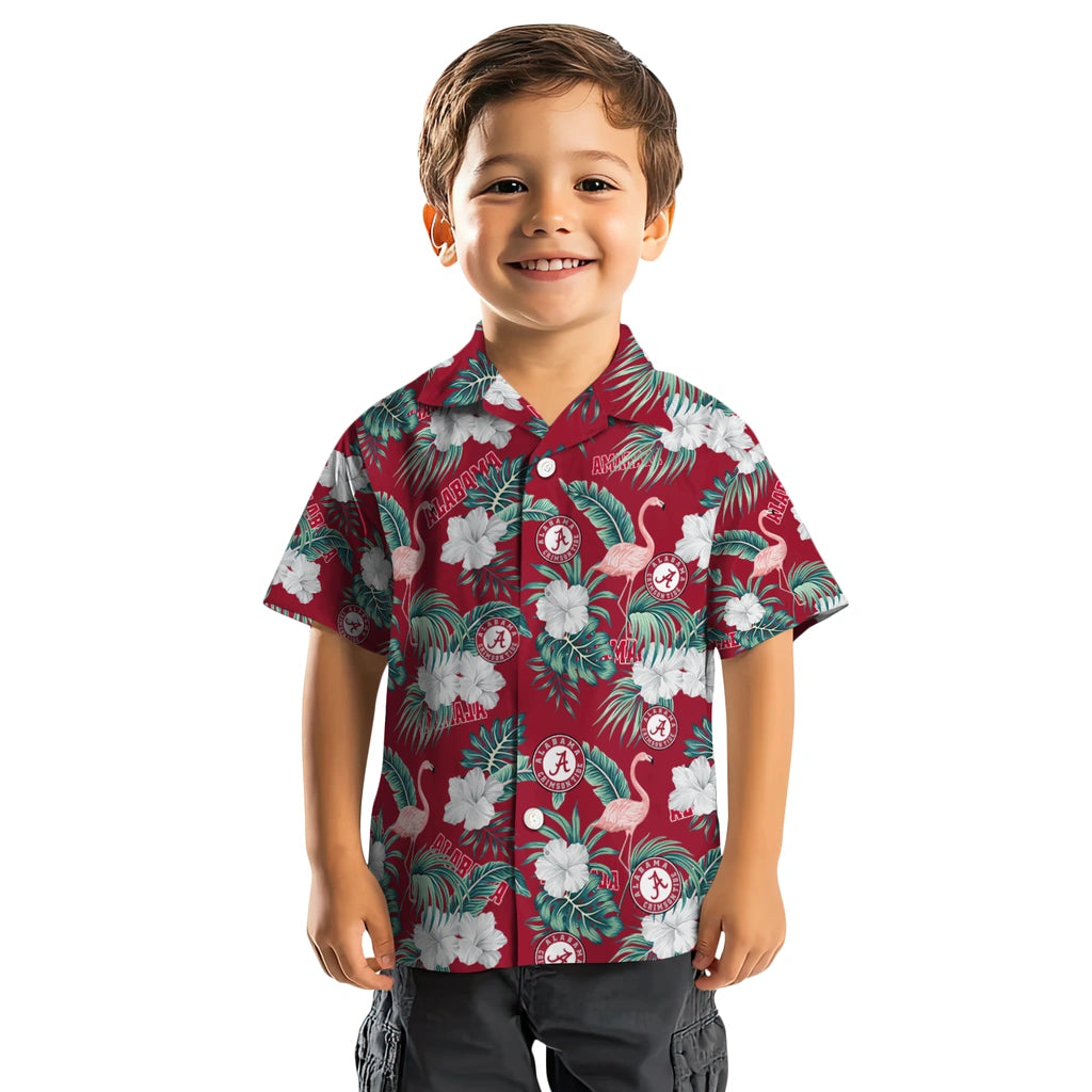 Alabama Crimson Tide Hawaiian Shirt - Flamingo and Hibiscus | Moonbestprint
