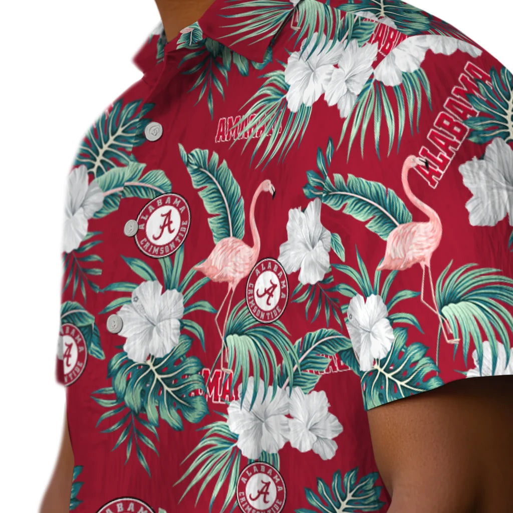 Alabama Crimson Tide Hawaiian Shirt - Flamingo and Hibiscus | Moonbestprint