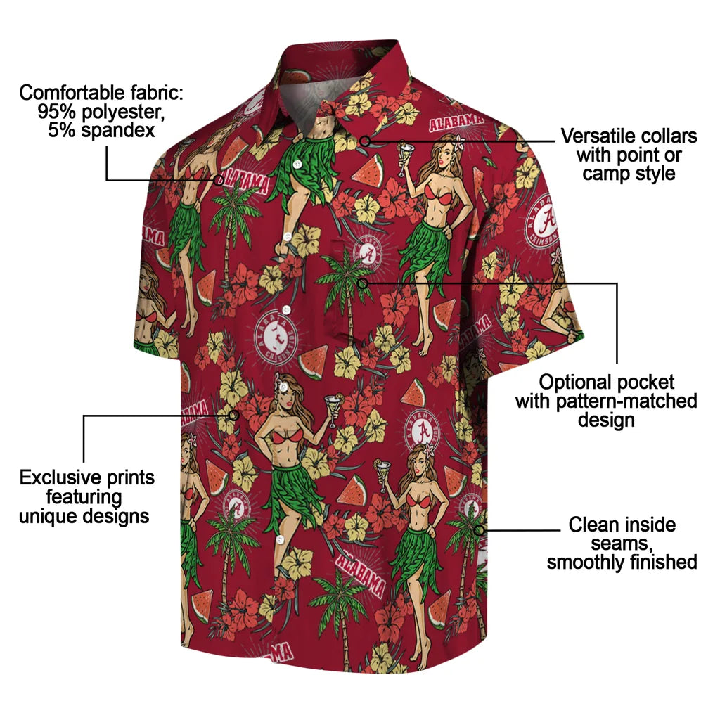 Alabama Crimson Tide Hawaiian Shirt - Hawaiian Girls Design | Moonbestprint