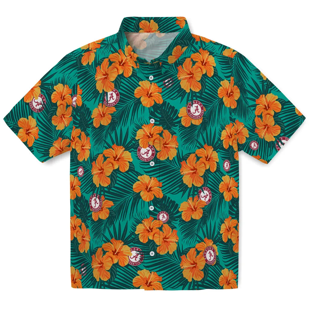 Alabama Crimson Tide Hawaiian Shirt - Hibiscus and Palm Leaves | Moonbestprint