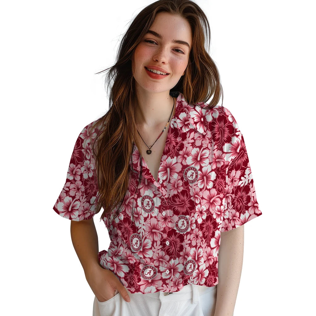 Alabama Crimson Tide Hawaiian Shirt - Hibiscus Blooms | Moonbestprint