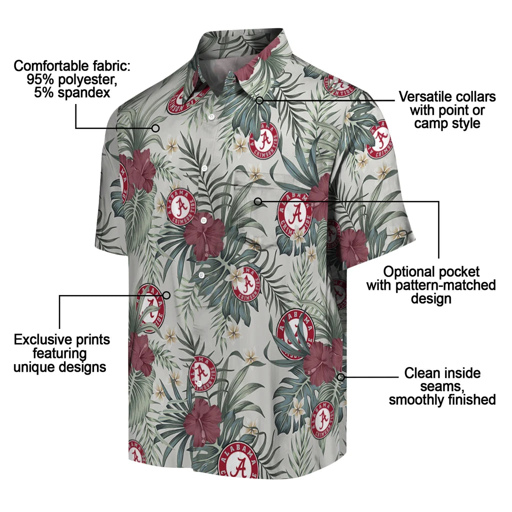 Alabama Crimson Tide Hawaiian Shirt - Hibiscus Designs | Moonbestprint