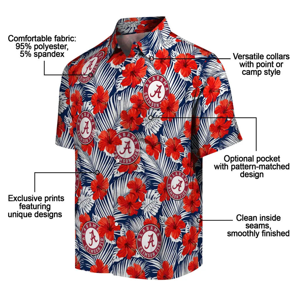 Alabama Crimson Tide Hawaiian Shirt - Hibiscus Fiesta | Moonbestprint