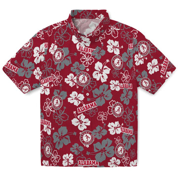 Alabama Crimson Tide Hawaiian Shirt - Hibiscus Flower Design | Moonbestprint