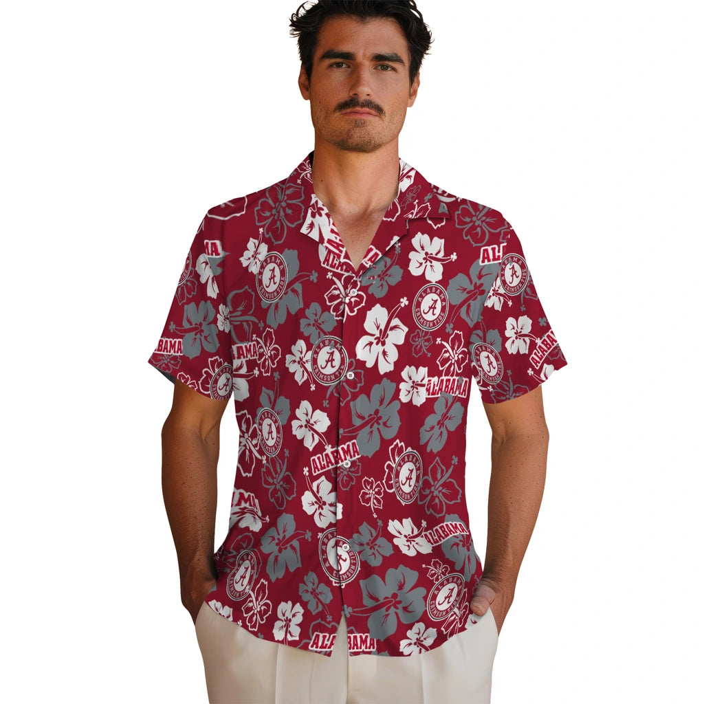 Alabama Crimson Tide Hawaiian Shirt - Hibiscus Flower Design | Moonbestprint