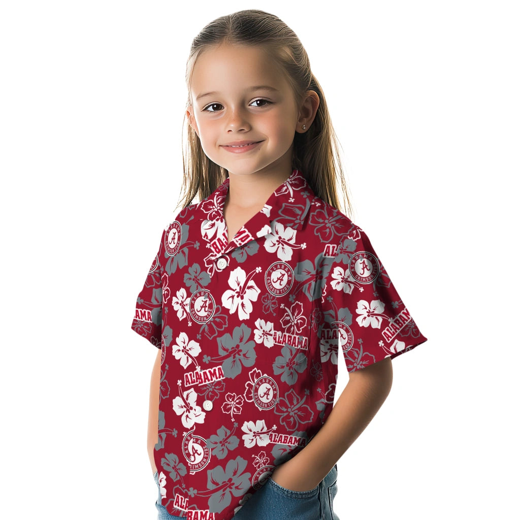 Alabama Crimson Tide Hawaiian Shirt - Hibiscus Flower Design | Moonbestprint