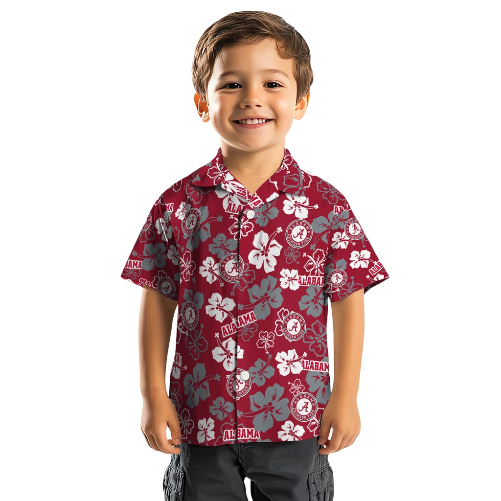 Alabama Crimson Tide Hawaiian Shirt - Hibiscus Flower Design | Moonbestprint