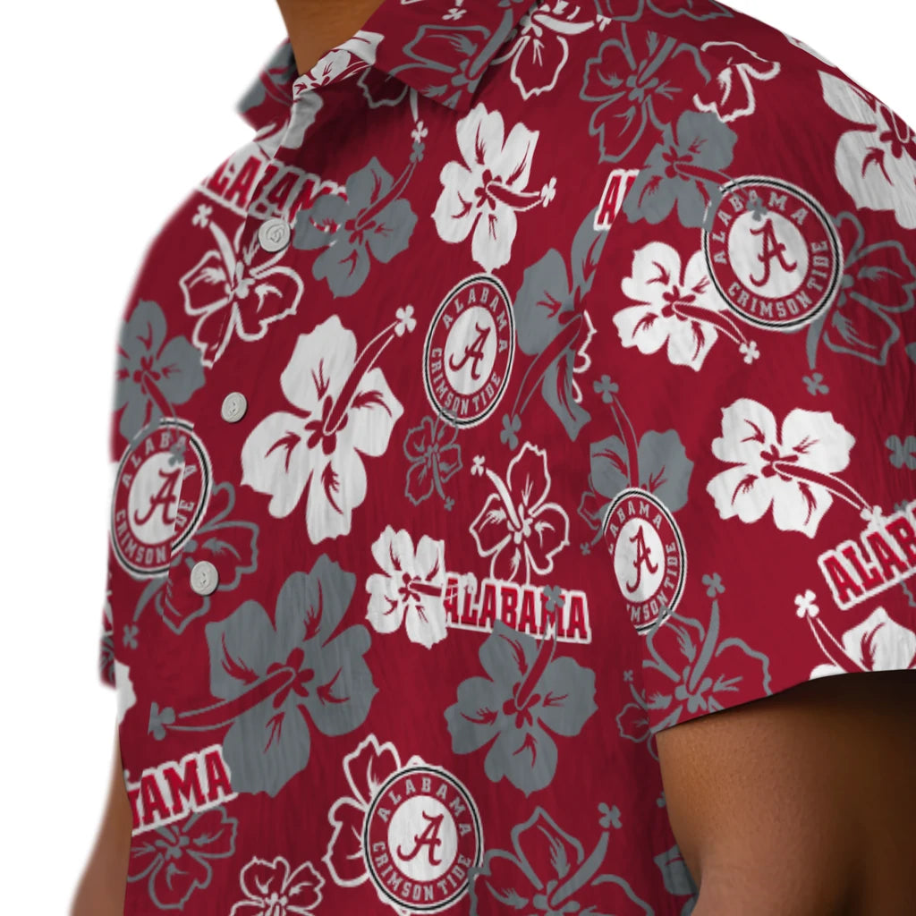 Alabama Crimson Tide Hawaiian Shirt - Hibiscus Flower Design | Moonbestprint