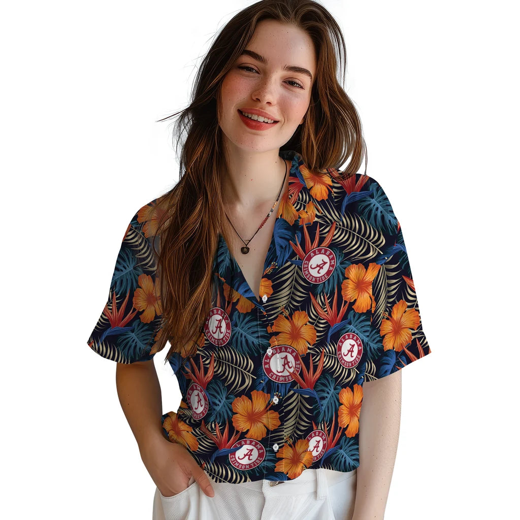 Alabama Crimson Tide Hawaiian Shirt - Hibiscus Foliage | Moonbestprint