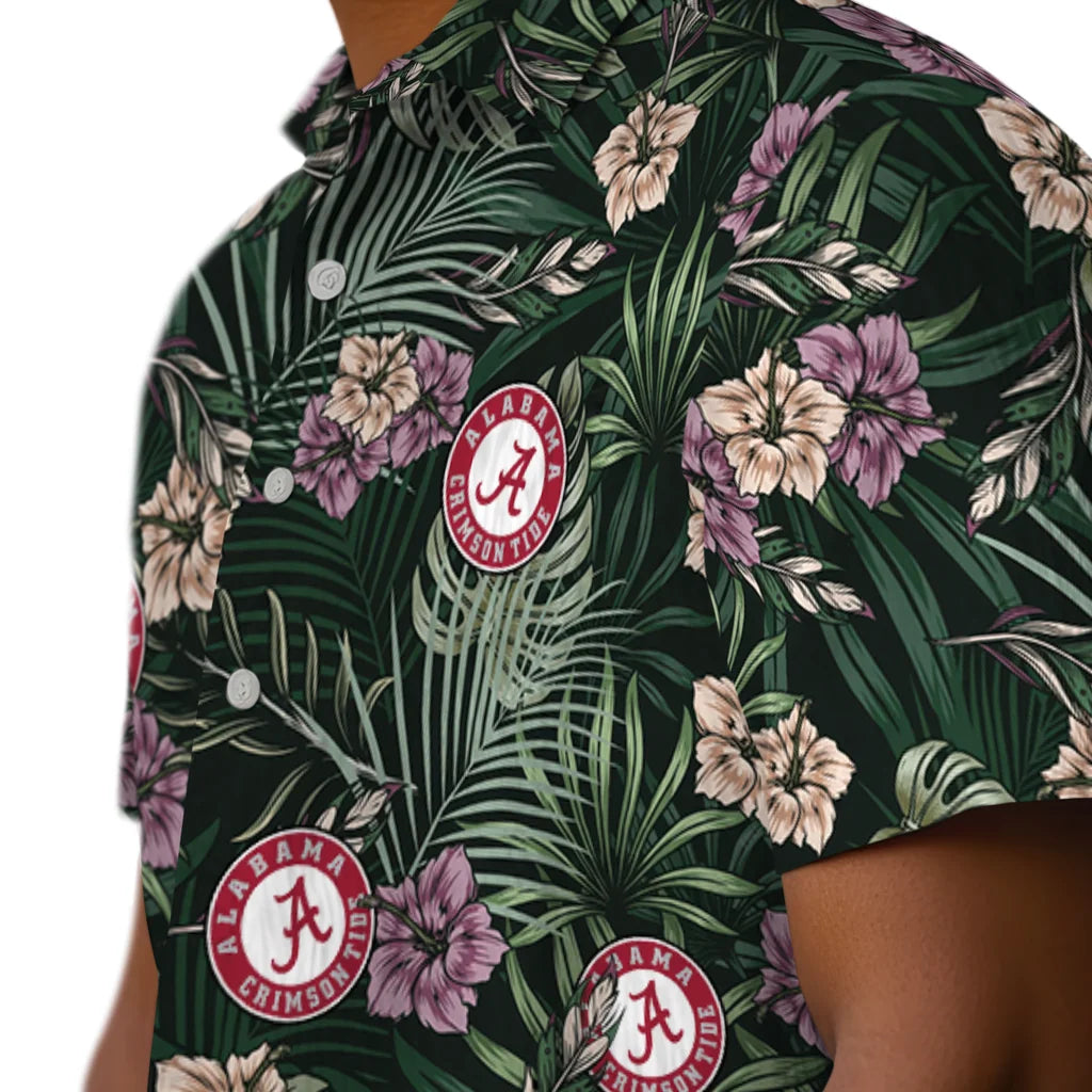 Alabama Crimson Tide Hawaiian Shirt - Hibiscus Leaves Pattern | Moonbestprint