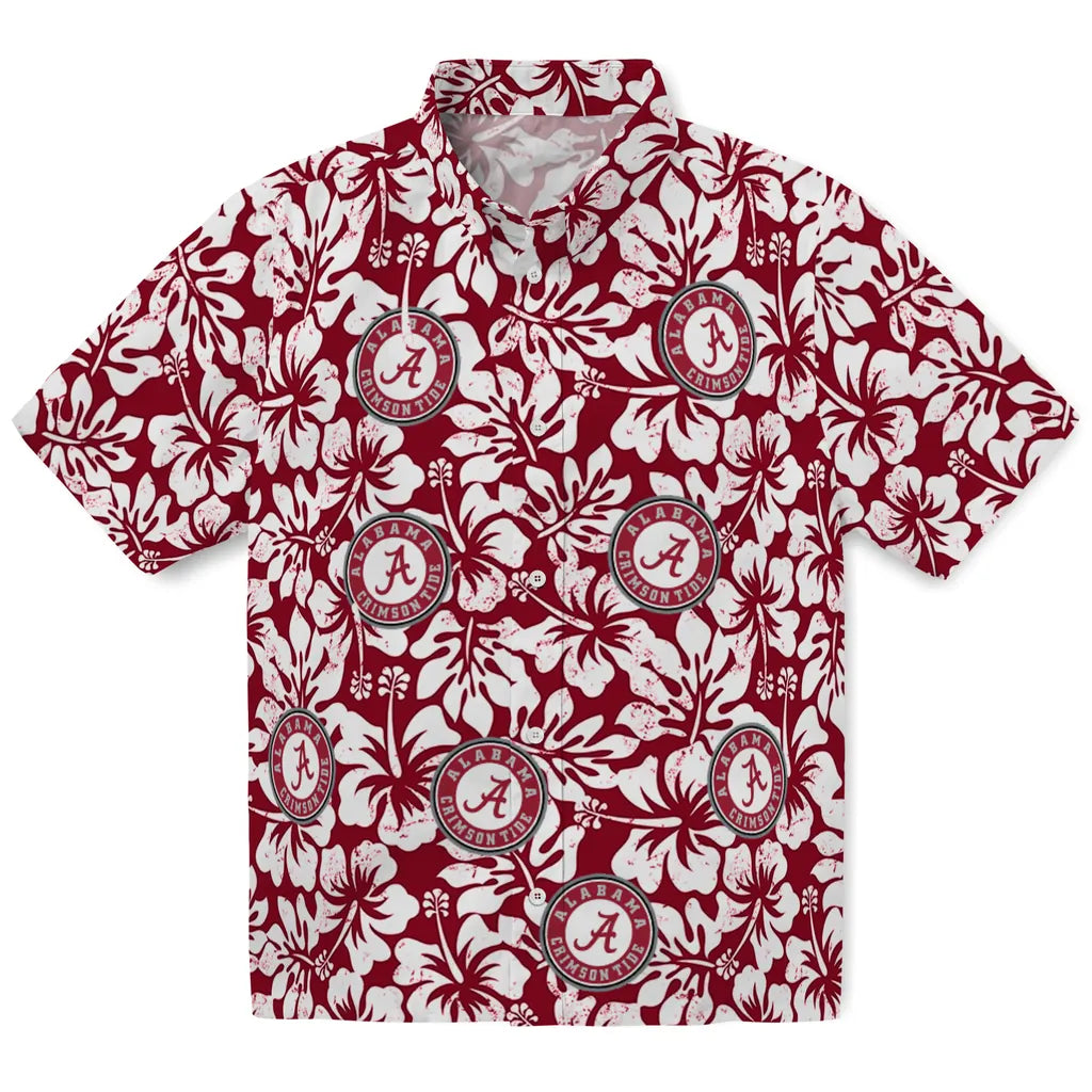 Alabama Crimson Tide Hawaiian Shirt - Hibiscus Motif | Moonbestprint