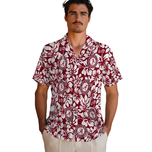 Alabama Crimson Tide Hawaiian Shirt - Hibiscus Motif | Moonbestprint