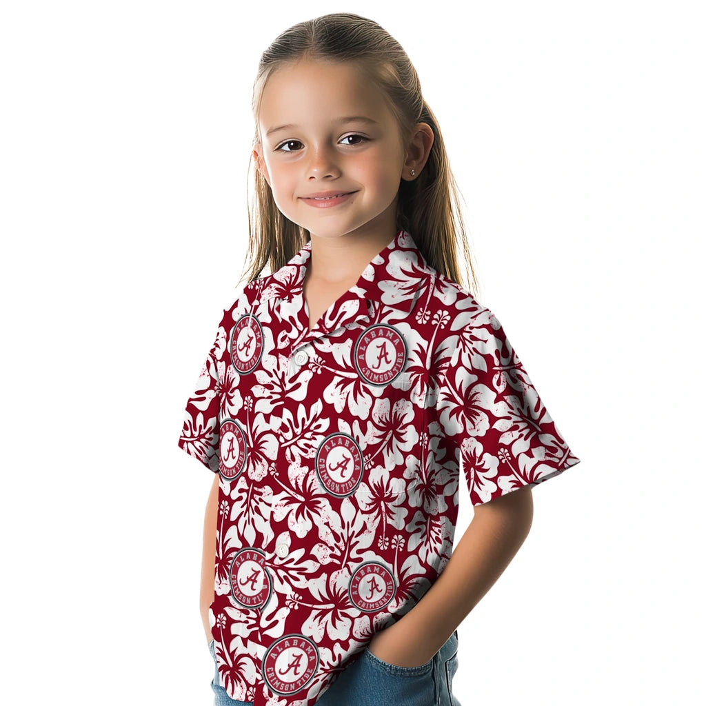 Alabama Crimson Tide Hawaiian Shirt - Hibiscus Motif | Moonbestprint