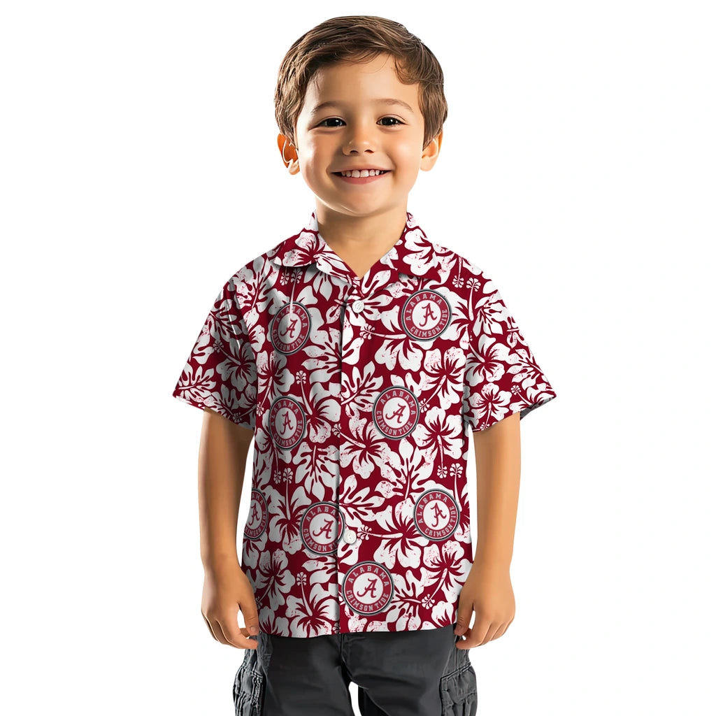 Alabama Crimson Tide Hawaiian Shirt - Hibiscus Motif | Moonbestprint