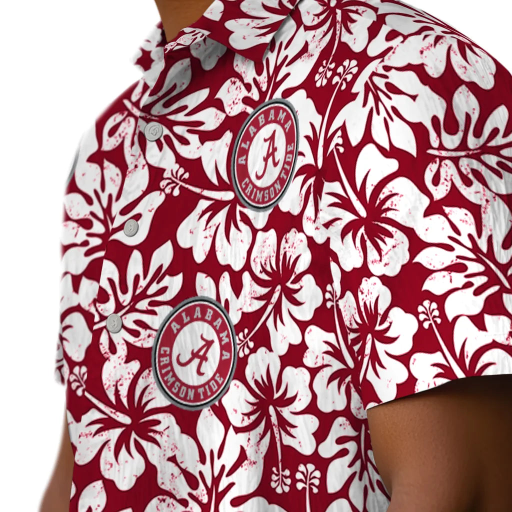 Alabama Crimson Tide Hawaiian Shirt - Hibiscus Motif | Moonbestprint