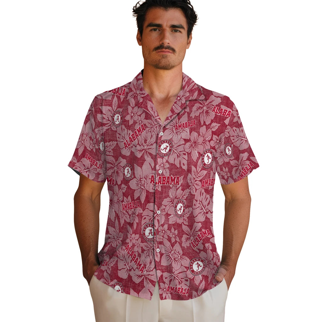 Alabama Crimson Tide Hawaiian Shirt - Hibiscus Oasis | Moonbestprint