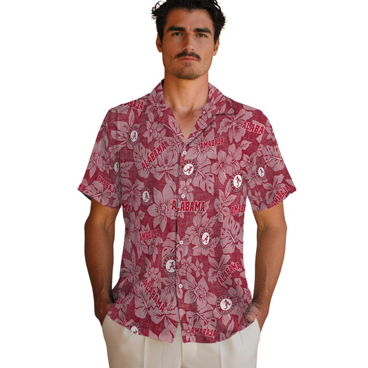 Alabama Crimson Tide Hawaiian Shirt - Hibiscus Oasis | Moonbestprint