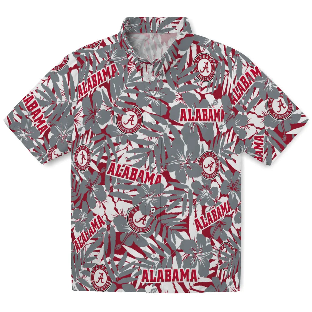 Alabama Crimson Tide Hawaiian Shirt - Hibiscus Overlay | Moonbestprint