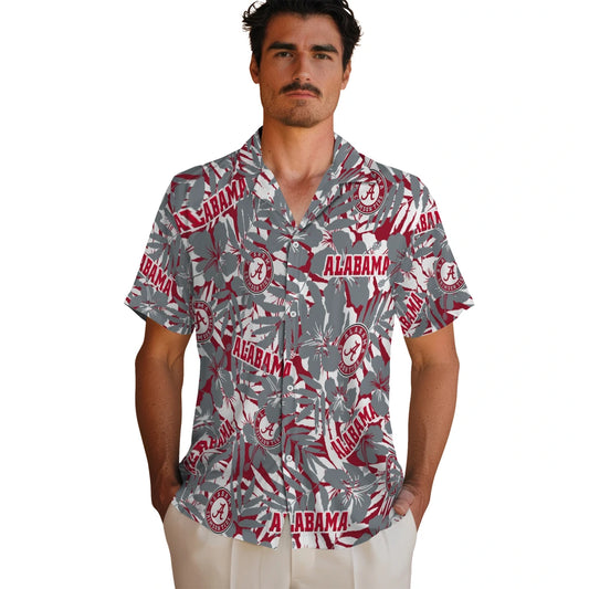 Alabama Crimson Tide Hawaiian Shirt - Hibiscus Overlay | Moonbestprint