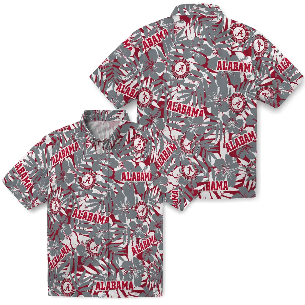 Alabama Crimson Tide Hawaiian Shirt - Hibiscus Overlay | Moonbestprint