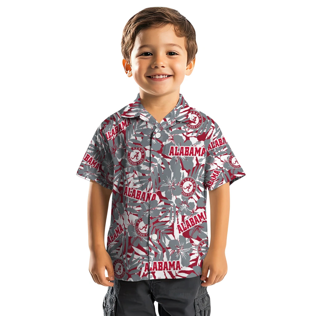 Alabama Crimson Tide Hawaiian Shirt - Hibiscus Overlay | Moonbestprint