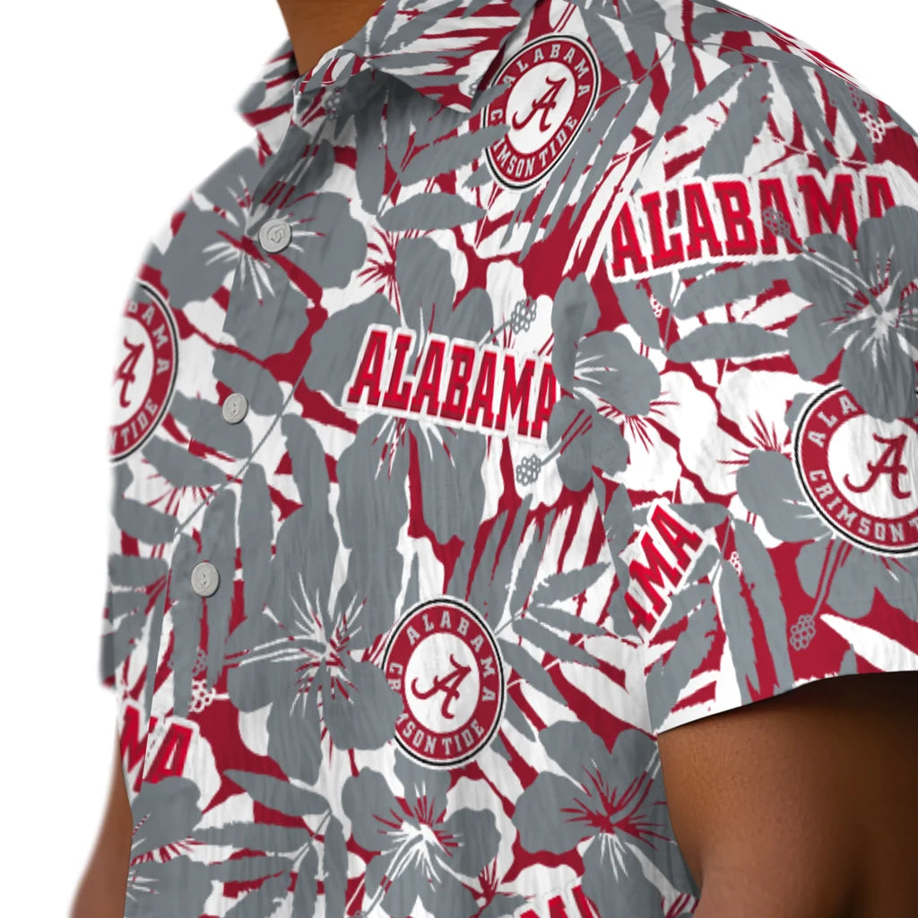 Alabama Crimson Tide Hawaiian Shirt - Hibiscus Overlay | Moonbestprint