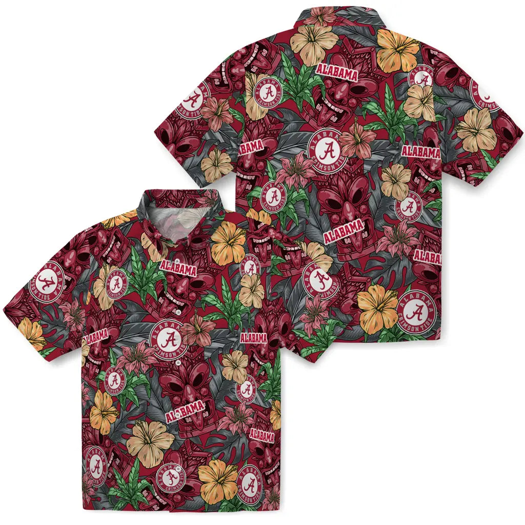 Alabama Crimson Tide Hawaiian Shirt - Hibiscus Tiki Jungle | Moonbestprint