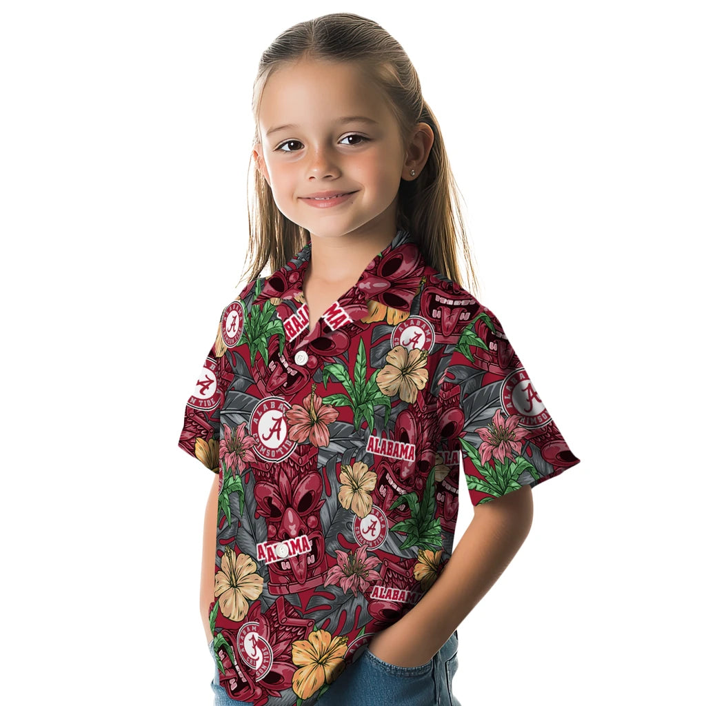 Alabama Crimson Tide Hawaiian Shirt - Hibiscus Tiki Jungle | Moonbestprint