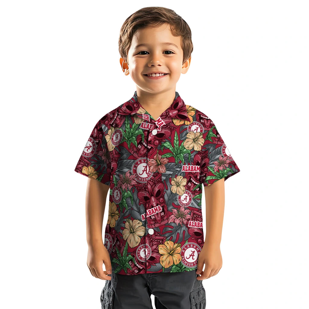 Alabama Crimson Tide Hawaiian Shirt - Hibiscus Tiki Jungle | Moonbestprint