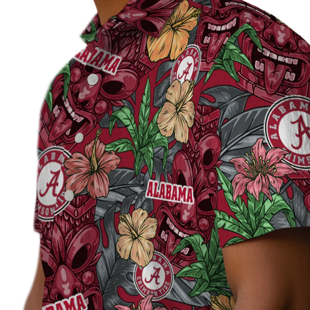 Alabama Crimson Tide Hawaiian Shirt - Hibiscus Tiki Jungle | Moonbestprint