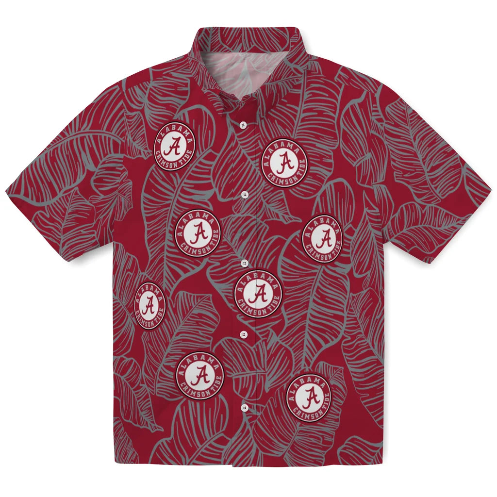 Alabama Crimson Tide Hawaiian Shirt - Leaf Outline | Moonbestprint