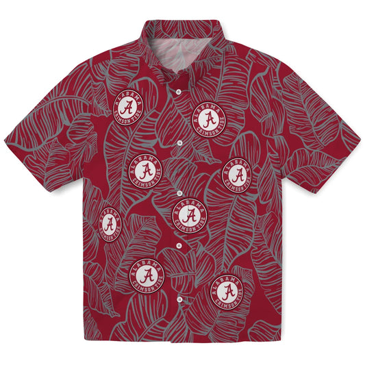Alabama Crimson Tide Hawaiian Shirt - Leaf Outline | Moonbestprint