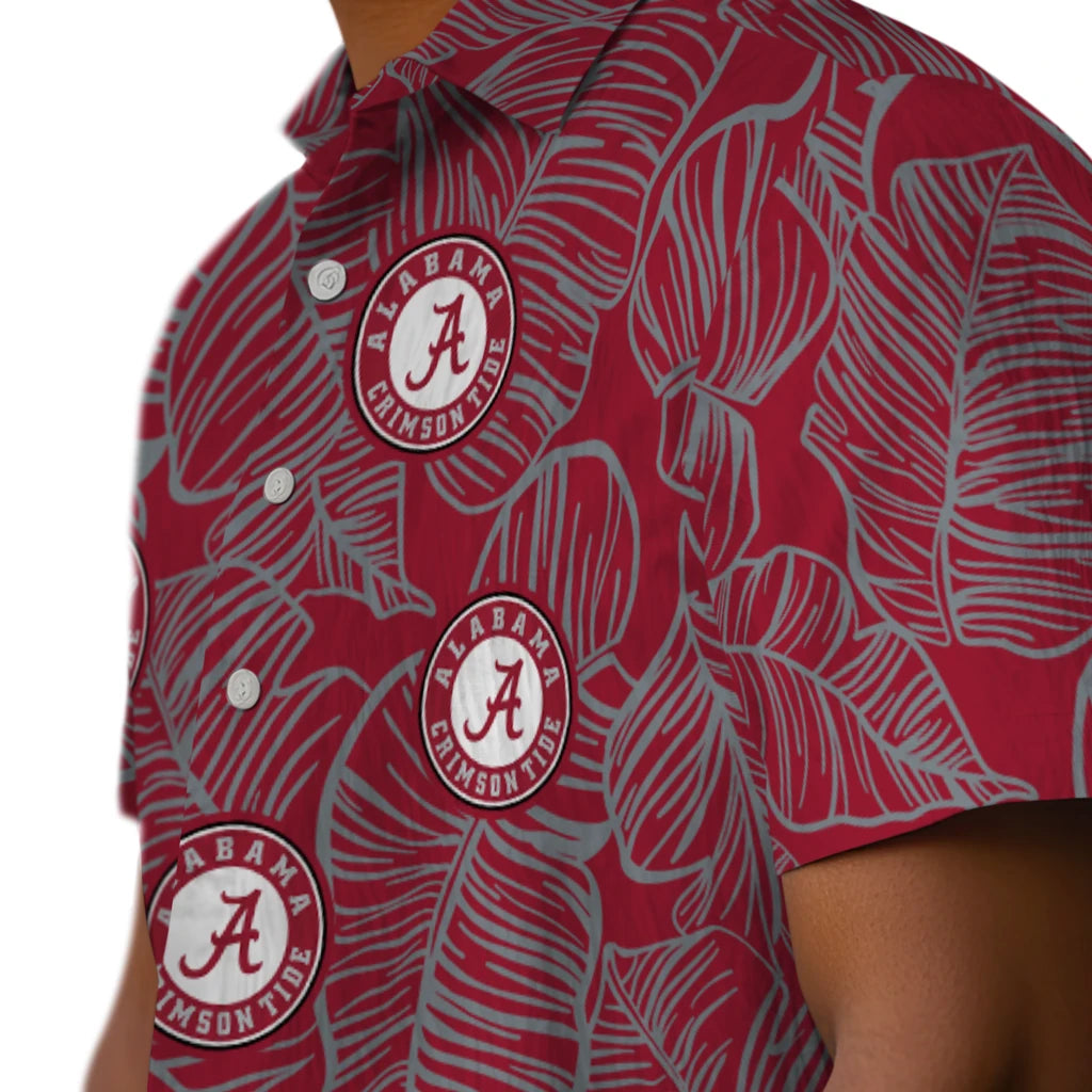 Alabama Crimson Tide Hawaiian Shirt - Leaf Outline | Moonbestprint