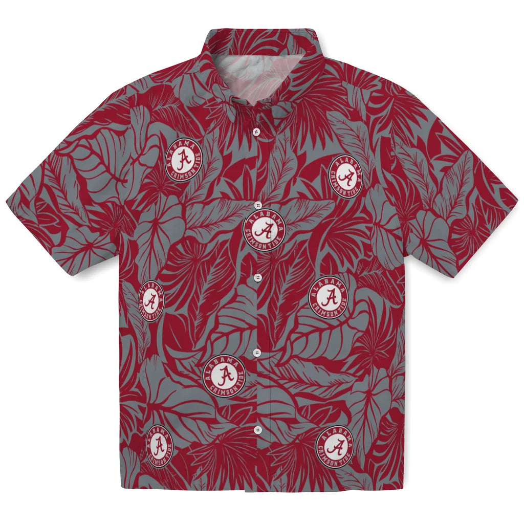 Alabama Crimson Tide Hawaiian Shirt - Monstera Layer | Moonbestprint