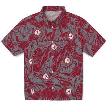 Alabama Crimson Tide Hawaiian Shirt - Monstera Layer | Moonbestprint