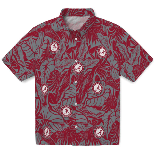 Alabama Crimson Tide Hawaiian Shirt - Monstera Layer | Moonbestprint