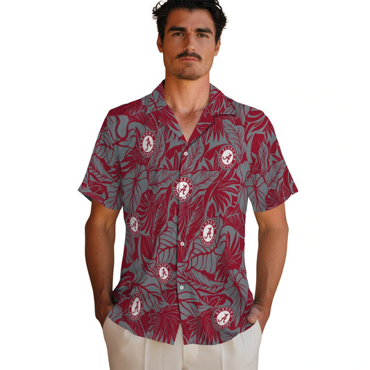 Alabama Crimson Tide Hawaiian Shirt - Monstera Layer | Moonbestprint