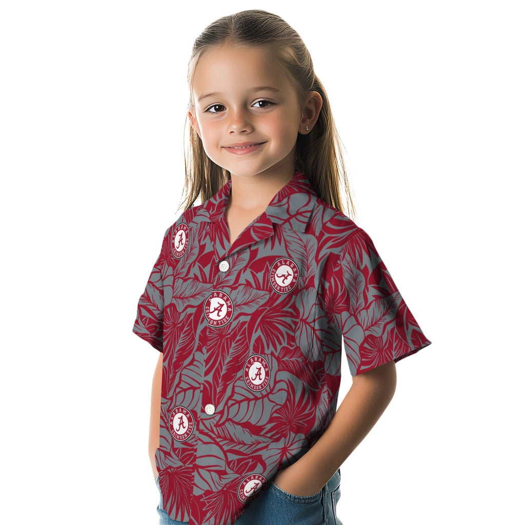 Alabama Crimson Tide Hawaiian Shirt - Monstera Layer | Moonbestprint