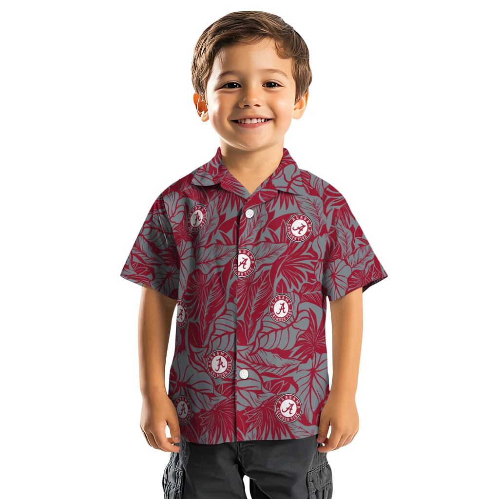Alabama Crimson Tide Hawaiian Shirt - Monstera Layer | Moonbestprint
