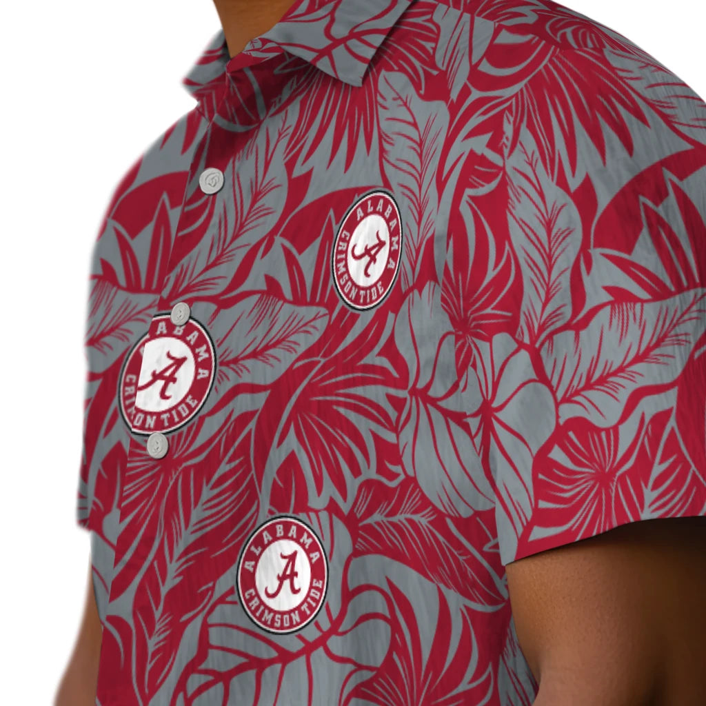 Alabama Crimson Tide Hawaiian Shirt - Monstera Layer | Moonbestprint