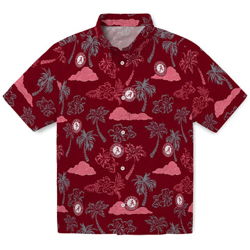 Alabama Crimson Tide Hawaiian Shirt - Palm And Clouds | Moonbestprint