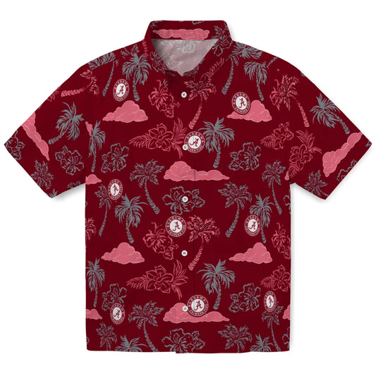 Alabama Crimson Tide Hawaiian Shirt - Palm And Clouds | Moonbestprint