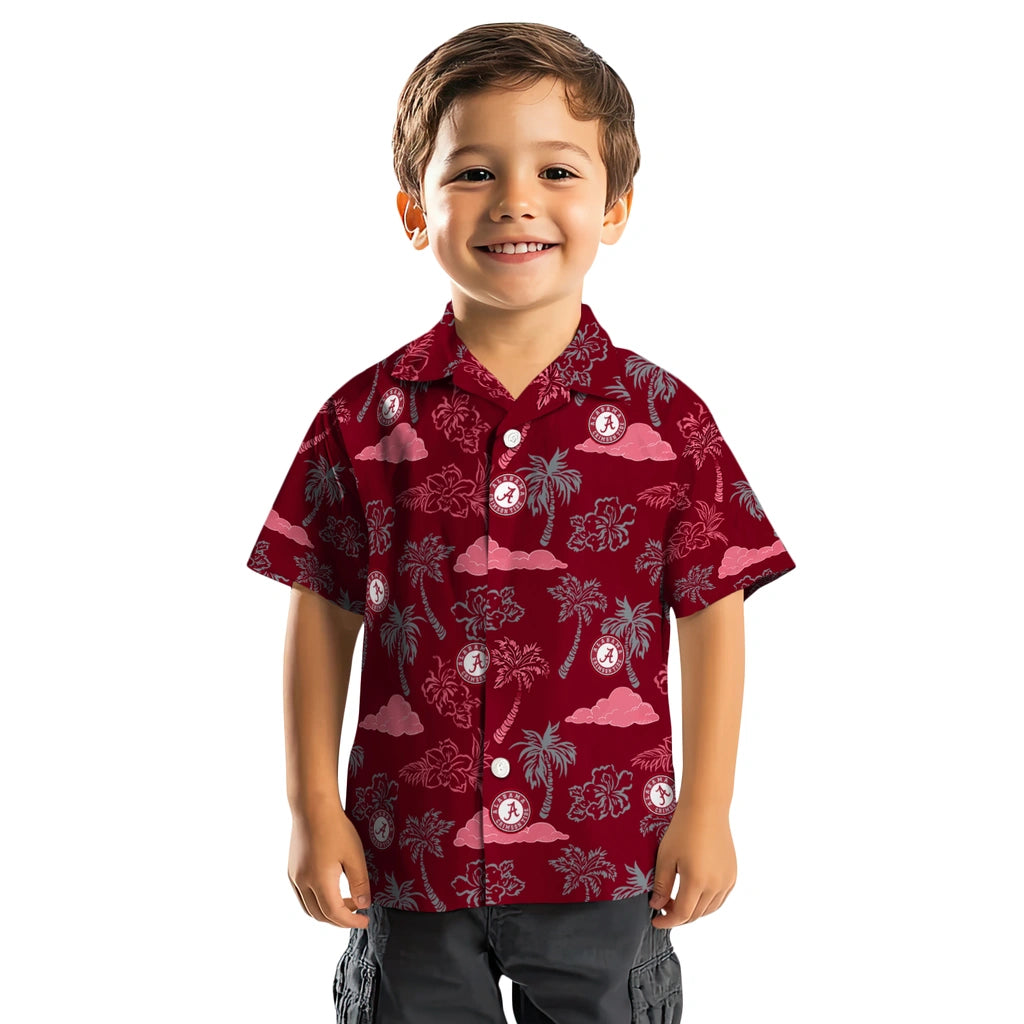 Alabama Crimson Tide Hawaiian Shirt - Palm And Clouds | Moonbestprint