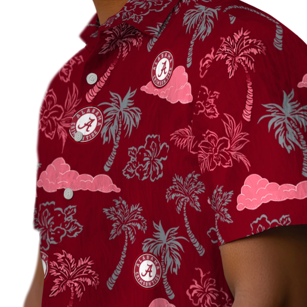 Alabama Crimson Tide Hawaiian Shirt - Palm And Clouds | Moonbestprint
